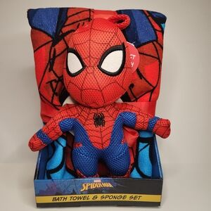 Spider-Man Bath Towel and Sponge Set ☆New With Box